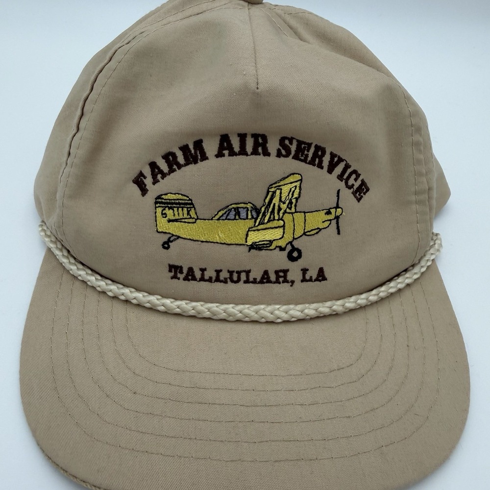 Vintage Farm Air Service Rope Hat Aviation Crop Duster Tallulah LA Cap - Picture 1 of 10